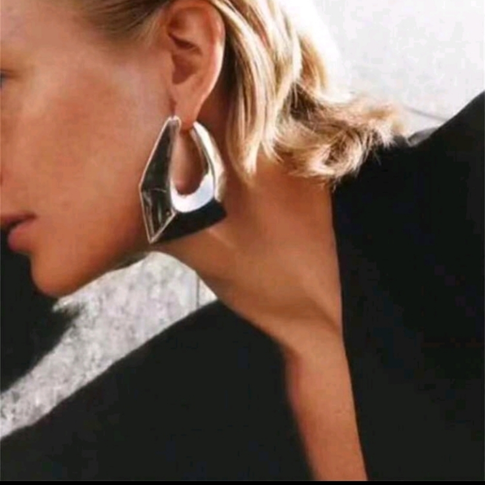 NEW! Bold Statement Silver Geometric Post Earrings
